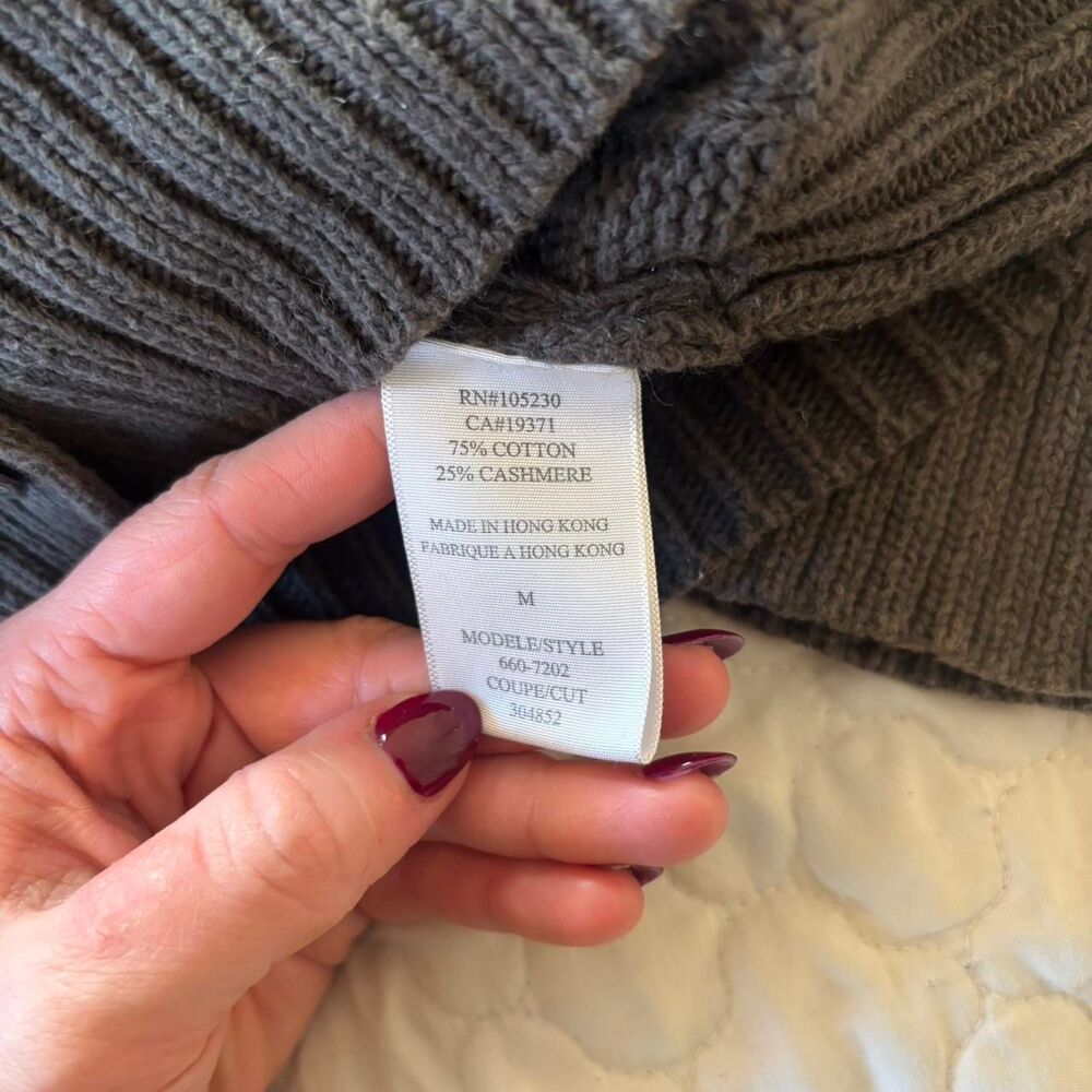 Joie Women’s y2k Green Chunky Knit Cashmere Blend Button Up Hoodie Goblincore - Picture 4 of 6